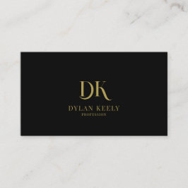 ミニマルエレガントリストモノグラモダンムブラック金ゴールド 名刺