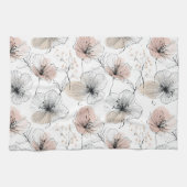 ミニマルエレガントリストラインアートフローラルパターン キッチンタオル (横)