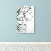 ミニマルエレガントリストラインアートポートレート キャンバスプリント (インサイチュ (ウッドフロア))