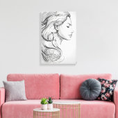 ミニマルエレガントリストラインアートポートレート キャンバスプリント (インサイチュ (リビング))