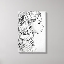 ミニマルエレガントリストラインアートポートレート キャンバスプリント