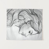 ミニマルエレガントリストラインアートポートレート タペストリー (正面(横))