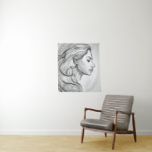 ミニマルエレガントリストラインアートポートレート タペストリー (インサイチュ)