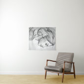 ミニマルエレガントリストラインアートポートレート タペストリー (インサイチュ(横))