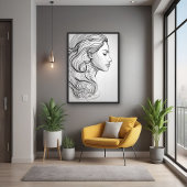 ミニマルエレガントリストラインアートポートレート ポスター