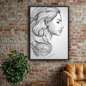 ミニマルエレガントリストラインアートポートレート ポスター