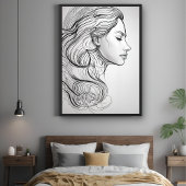 ミニマルエレガントリストラインアートポートレート ポスター