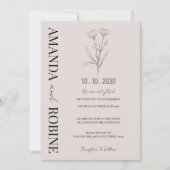 ミニマルエレガントリストラインアート結婚式招待状 招待状 (正面)