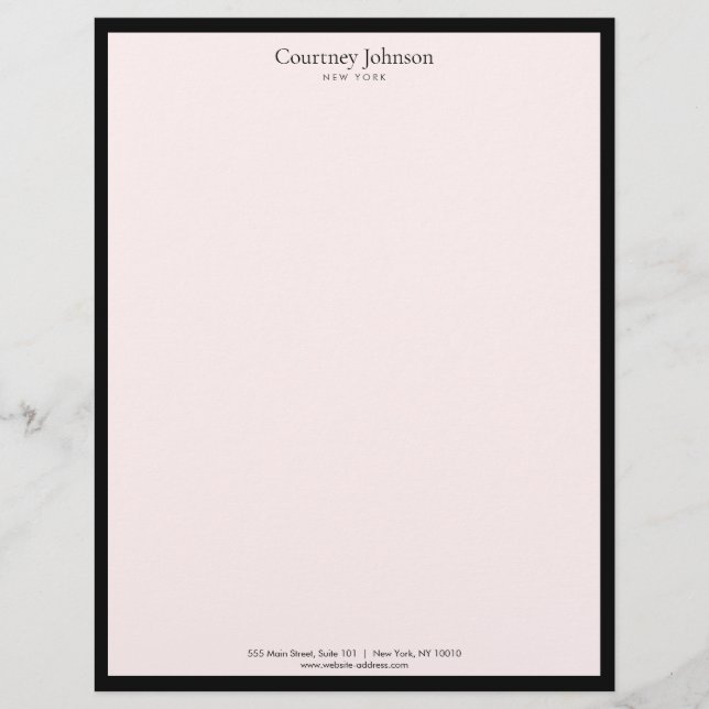 ミニマルエレガントリストラグジュアリーブティックブラック/ピンク レターヘッド (正面)