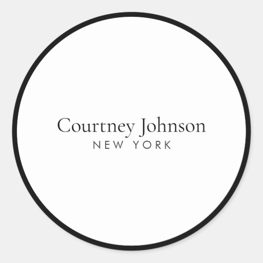 ミニマルエレガントリストラグジュアリーブティックブラック/ホワイト ラウンドシール (正面)
