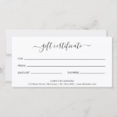 ミニマルエレガントリストラッシュギフト証明書 (裏面)