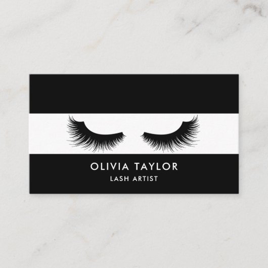 ミニマルエレガントリストラッシュブラックとホワイト 名刺 (正面)