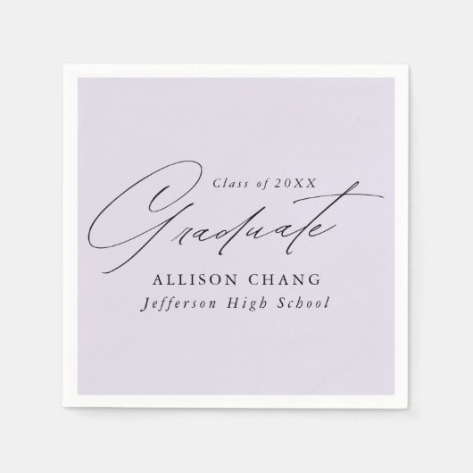 ミニマルエレガントリストラベンダーパープル卒業 スタンダードカクテルナプキン (正面)