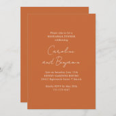 ミニマルエレガントリストリハーサルディナー焼きオレンジ 招待状 (正面/裏面)