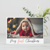 ミニマルエレガントリストレッドマイ初めてのクリスマスホリデイ シーズンカード (スタンド正面)