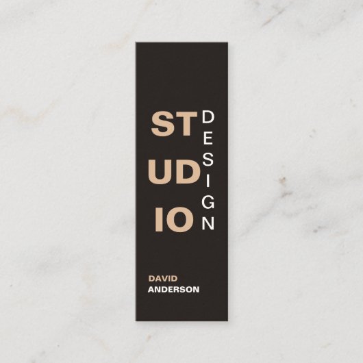 ミニマルエレガントリストロゴインテリアスタジオデザイン スキニー名刺 (正面)