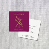 ミニマルエレガントリストワインレッドゴールデンヘアピンサロン スクエア名刺