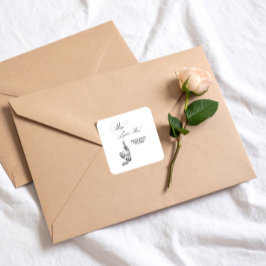 ミニマルエレガントリストヴィノウィーブーズブライダルシャワー スクエアシール