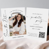 ミニマルエレガントリスト卒業パーティー写真QRコード セーブザデート