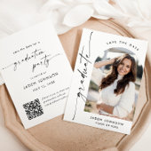 ミニマルエレガントリスト卒業パーティー写真QRコード セーブザデート