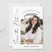 ミニマルエレガントリスト卒業パーティー写真QRコード セーブザデート (正面)