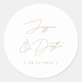 ミニマルエレガントリスト名の日付スクリプト金ゴールド ラウンドシール