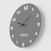 ミニマルエレガントリスト名、グレー名、アラバスター名 ラージ壁時計 (傾斜)