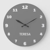 ミニマルエレガントリスト名、グレー名、アラバスター名 ラージ壁時計 (正面)