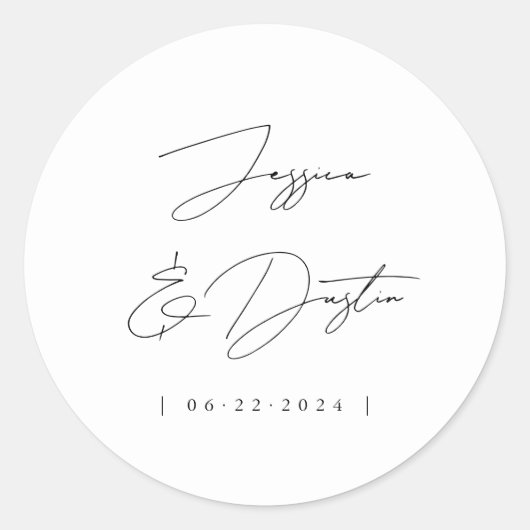 ミニマルエレガントリスト名Dateスクリプト黒 ラウンドシール (正面)