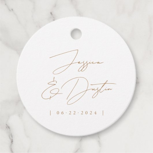 ミニマルエレガントリスト名Date金ゴールドスクリプ結婚ト フェイバータグ (正面)