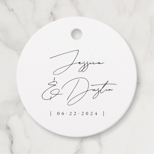 ミニマルエレガントリスト名Date Black Script結婚's フェイバータグ (正面)