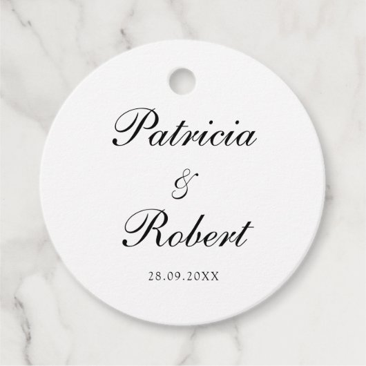 ミニマルエレガントリスト名Date Black Script結婚's フェイバータグ (正面)