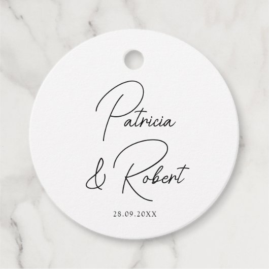 ミニマルエレガントリスト名Date Black Script結婚's フェイバータグ (正面)