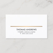 ミニマルエレガントリスト白フェイク金ゴールドラインコンサルタント 名刺 (正面)