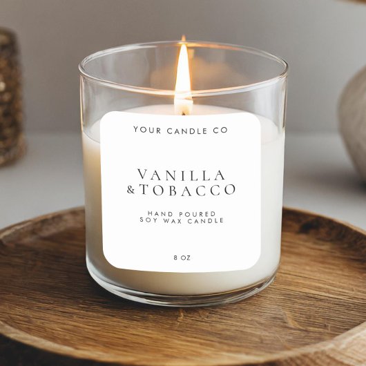 ミニマルエレガントリスト白黒キャンドルラベル スクエアシール