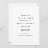 ミニマルエレガントリスト白黒ベビーシャワー 招待状 (正面/裏面)