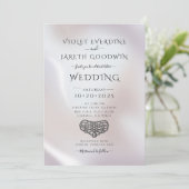 ミニマルエレガントリスト真珠光沢結婚式招待状 招待状 (スタンド正面)