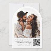 ミニマルエレガントリスト結婚ArchのPHOTO QRコード 招待状 (裏面)