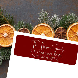 ミニマルエレガントリスト赤スクリプト差出人住所 ラベル