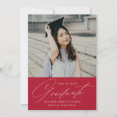 ミニマルエレガントリスト赤写真卒業 案内状 (正面)
