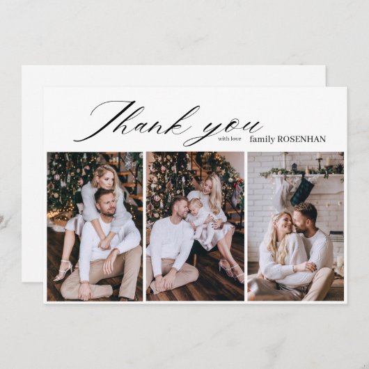 ミニマルエレガントリスト3写真ありがとう サンキューカード (正面/裏面)