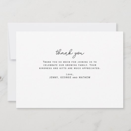 ミニマルエレガントリスト3枚の写真ありがとう赤ちゃんシャワー サンキューカード (裏面)