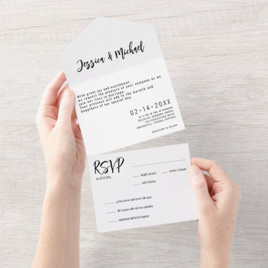 💍ミニマルエレガントリスト オールインワン招待状 (貼ってはがせる)