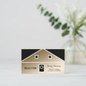 ミニマルエレガントリストBlk/金ゴールド不動産仲介業者名刺 名刺 (スタンド正面)
