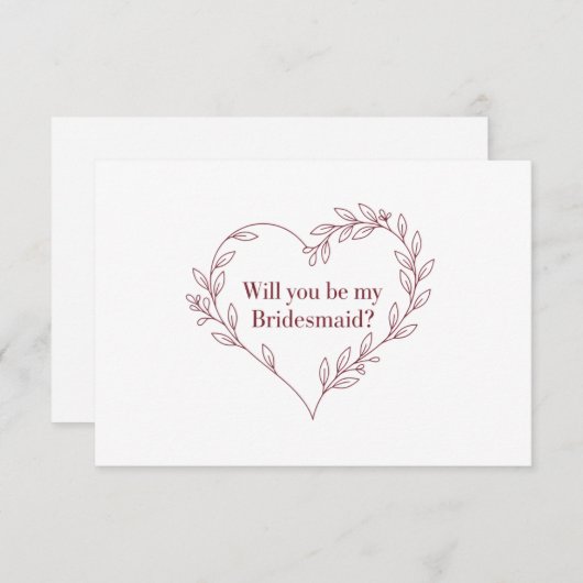 ミニマルエレガントリストBraidsmaid提案カード 招待状 (正面/裏面)