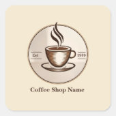 ミニマルエレガントリストBrown Coffeeビジネスロゴ店 スクエアシール (正面)