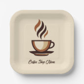 ミニマルエレガントリストBrown Coffeeビジネスロゴ店 ペーパープレート (正面)
