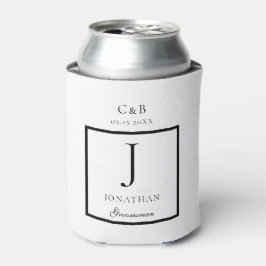ミニマルエレガントリストGroomsman Monogramスクリプト 缶クーラー
