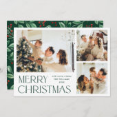 ミニマルエレガントリストMerry Christmas 3写真 シーズンカード (正面/裏面)