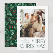 ミニマルエレガントリストMerry Christmas Greeting写真 シーズンカード (正面/裏面)